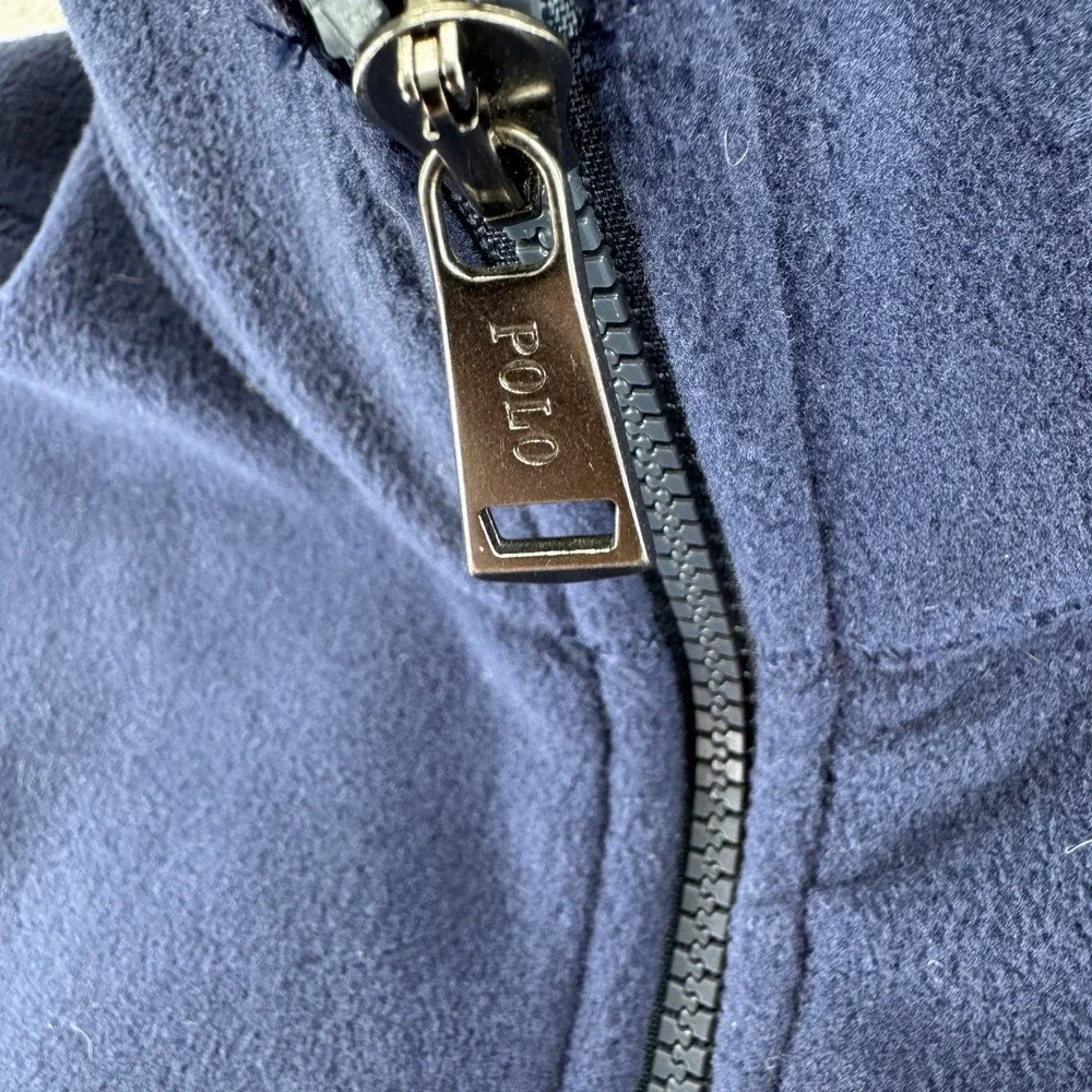 Polo Ralph Lauren Fleece Full Zip Vest Mens Large Navy Blue